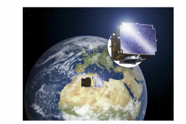 Les deux sondes Proba-3 en formation entre la Terre et le Soleil (Crédits ESA)